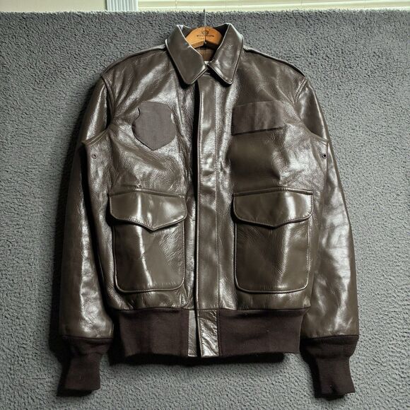 DSCP Cockpit USA Brown Leather Type A-2 AF Flight Jacket Bomber Men's Sz 34 R - Picture 1 of 15